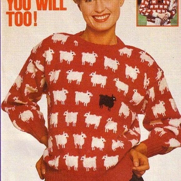 PRINCESS DIANA BLACK SHEEP RED SWEATER INSPIRED - Picture 1 of 12